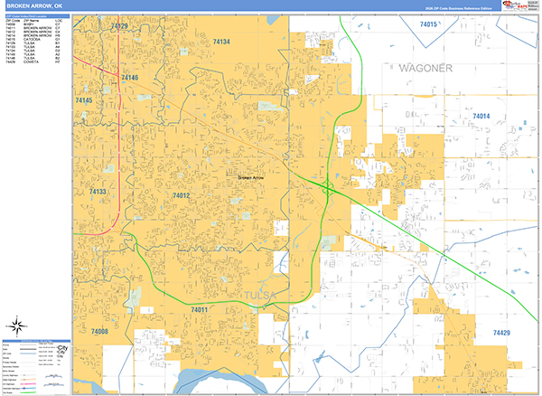 Broken Arrow Zip Code Wall Map
